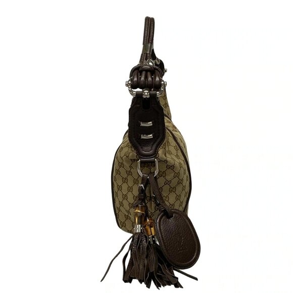 Auth GUCCI Techno Horsebit / GG pattern 240261 Beige Brown Dark Brown Jacquard - Picture 5 of 16